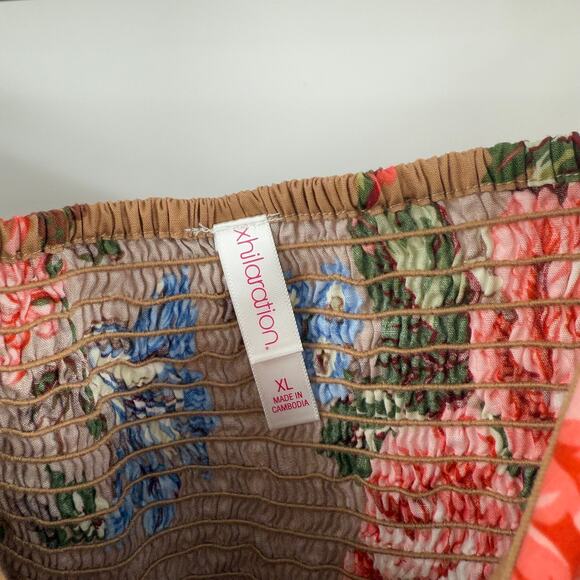 Y2K Strapless Sweetheart Tube Dress Brown Floral Mini Boho Cottagecore Size XL - Picture 2 of 11